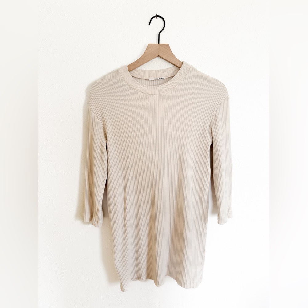 Reformation Cream Ribbed Mini Dress - Picture 3 of 5